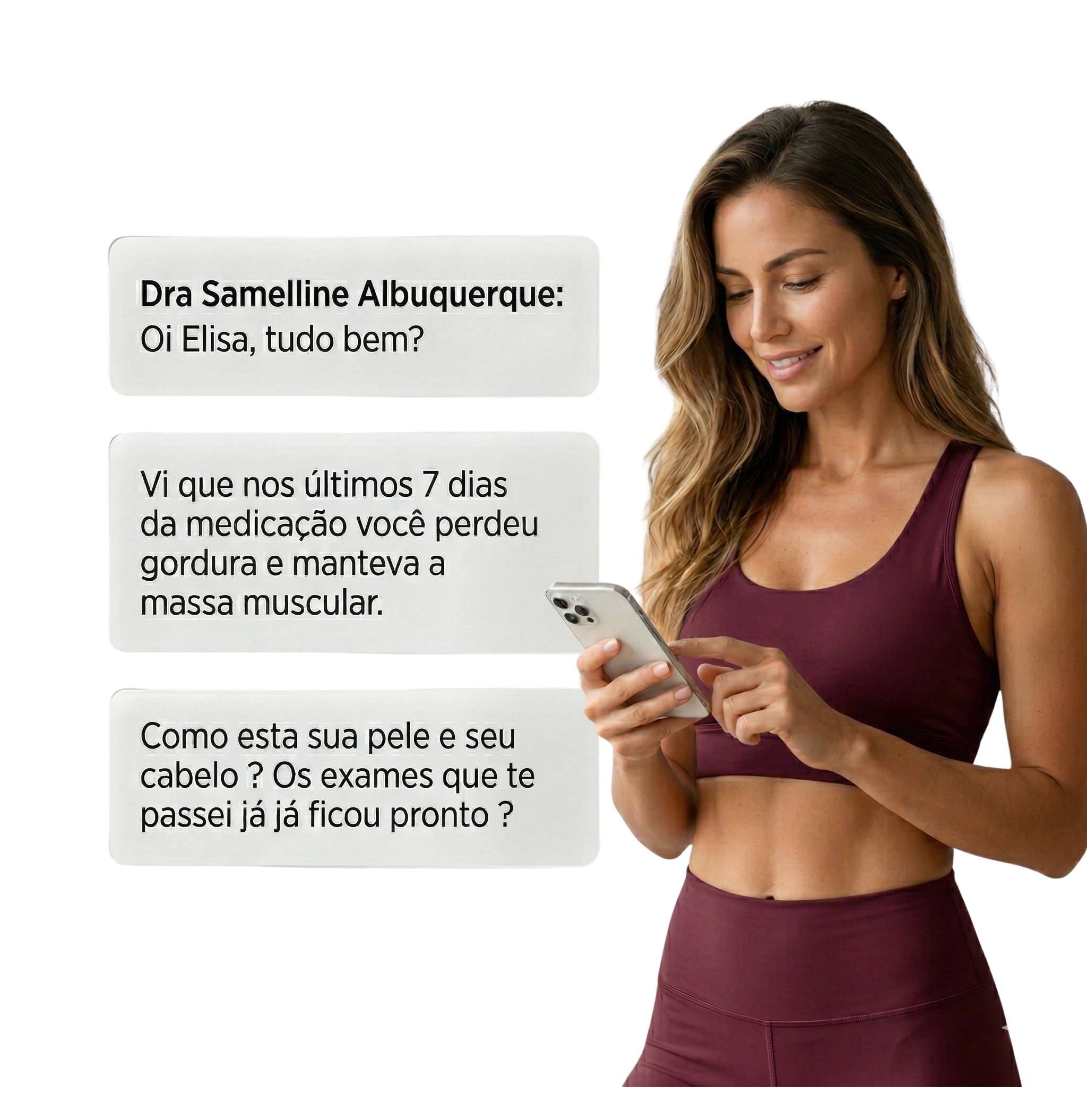 Paciente usando o celular para acompanhamento medico